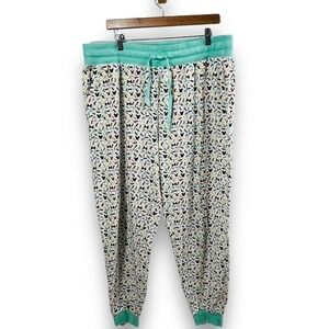 Disney Pajama Jogger Pants Womens 2XL Blue Drawstring Waist Mickey Confetti